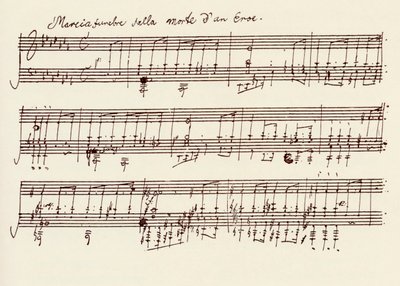 Teil des Manuskripts von Beethovens A-Dur-Sonate, Opus 26 (Feder und Tinte) von Ludwig van Beethoven